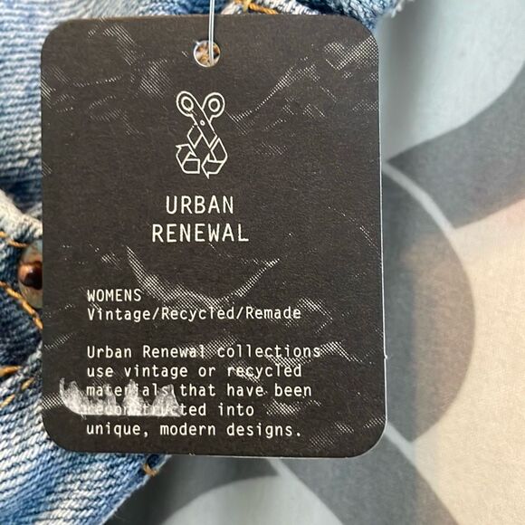 Urban Renewal Remade Levi's Lace Up Denim Jort Jean Shorts Blue Medium Wash 30 - Picture 6 of 10